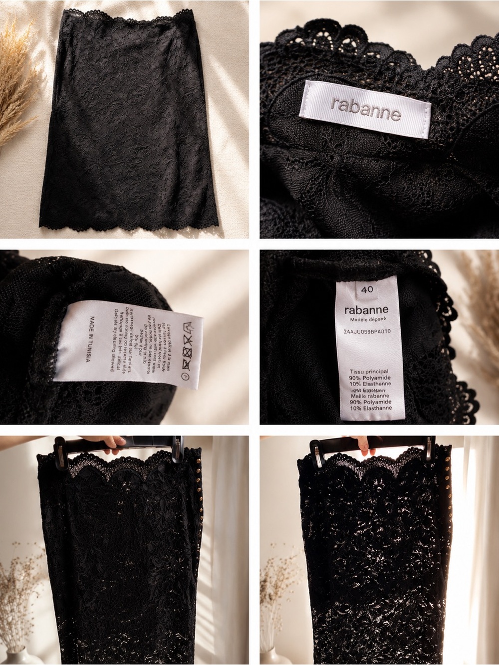 Rabanne Black Lace Midi Skirt